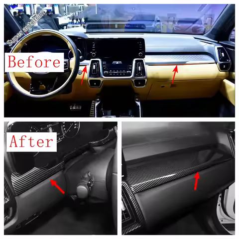 Carbon Fiber Dashboard Instrument Central Control Panel Strip Cover Trim Interior Accessories For Ki
