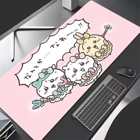 New Leather Chiikawa Mouse Pad Girls Larger Cartoon Desk Mat Sanrio Keyboard Pads Desk Mat Gaming Ac