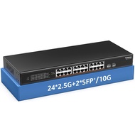 26 Port 2.5G Umanaged Ethernet Switch, 24 x 2.5Gb Base-T Ports, 2 x 10G SFP+, Compatible with 100/10