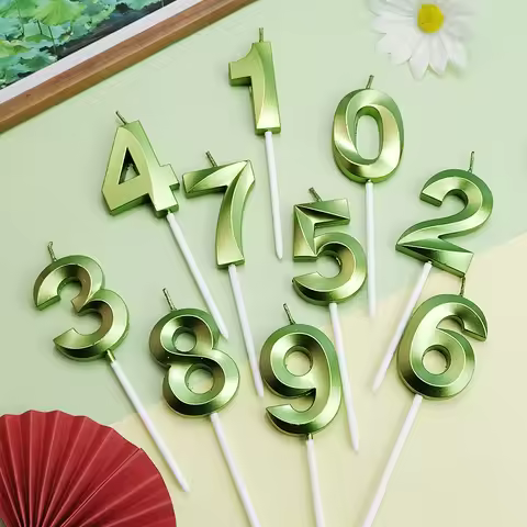 Green Opera House Digital Candle Happy Birthday Cake Decoration 0-9 Decorated Candles For Prince Par