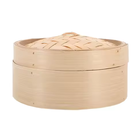 1Set 8 Inch Bamboo Steamer Handwoven with Bamboo Nails No Metal Plastic Ideal for Steaming Dim Sum C