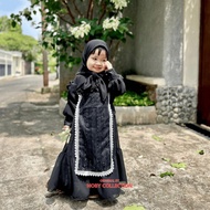 AG90  Gamis Syarifah Set Hijab Anak Perempuan Ceruty Babydoll X Brukat