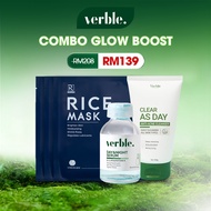 VERBLE Combo Acne & Brightening Care Comb Serum Pitted Scar + Tea Tree Facial Cleanser+ Rice Mask