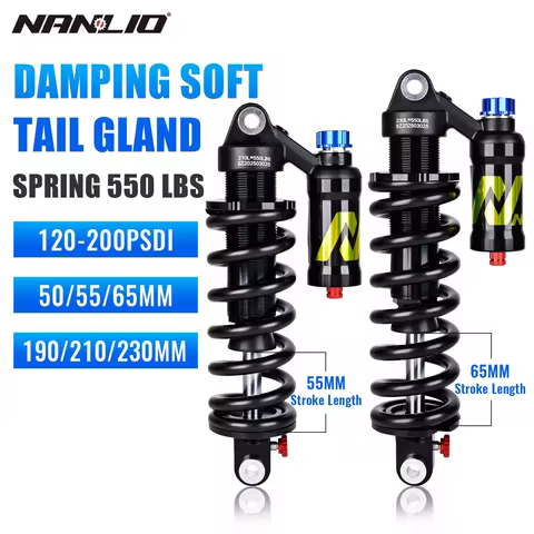 Nanlio Rear Coil Shock 190/210/230mm – Dual Damping MTB Suspension for Downhill & Trail Bikes, Adjus
