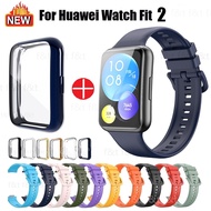 Compatible for Huawei Watch Fit 2 Strap+case Soft silicone Sports Huawei Watch Fit 2 Case soft Full Covered TPU Plated Huawei watch fit2 Strap Soft Huawei fit2 Case