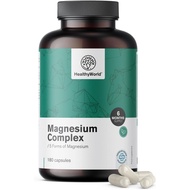 HealthyWorld Magnesium Compound-180 Capsules Vegetable Capsules-5 Types: Magnesium Oxide, Magnesium 