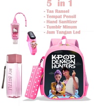 pZ Paket 5in1 Tas Ransel Sekolah Anak TK SD Karakter RUMI & JINU KPOP DEMON HUNTERS Kualitas Premium