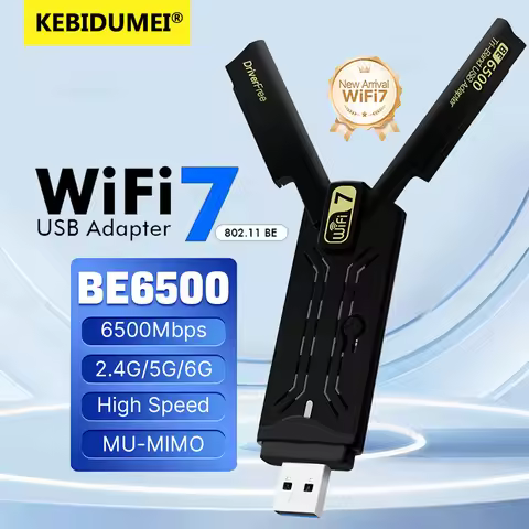 WiFi 7/6E USB Adapter BE6500 2.4G&5.8G&6GHz Tri-band Wireless Network Card 6500Mbps Free-Drive 802.1