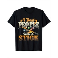 NEW LIMITED I Beat People With A Stick - Billiards 8 Ball Pool Player T-ShirtRegular-Fit, Family T-s