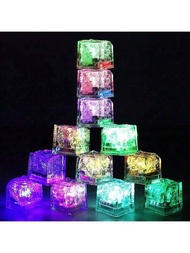 LED冰塊燈 多色LED液體感應冰塊燈霓虹燈亮LED冰塊電池動力派對裝飾用於香檳吧家庭婚禮穩定閃光模式（多色）