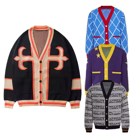 Anime Cosplay Guido Mista Jotaro Kujo Costume Knitwear Adult Enrico Cardigan Sweater Jacket Coat Hal
