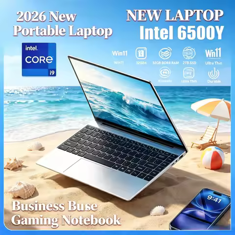 2026 New Portable Laptop Intel 6500Y Win11 32GB DDR4 RAM 2TB SSD Ultra Thin Durable Business Gaming 