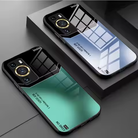 For Huawei P60 P50 P40 P30 P20 Pro Case Fashion Hard Tempered Glass Gradient Protective Back Cover C