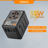 TESSAN 35W International Universal Travel Adapter with Type-C Fast Charging USB C Universal Adapter