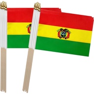Bendera Tongkat TSMD Bolivia, Bendera Mini Kecil Pegang Tangan Bolivia, 5x8 Inci, 12 Pek