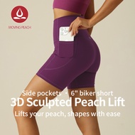 MOVING PEACH Women Cycling Shorts High Waist Hip-lifting Fitness Shorts Buttery Soft Breathable Runn