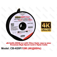 TINYTECH H20F 15M AOC HDMI V2.0 4K@60HZ FIBER OPTIC CABLE PREMIUM HIGH SPEED AOC ACTIVE OPTIC HDMI C