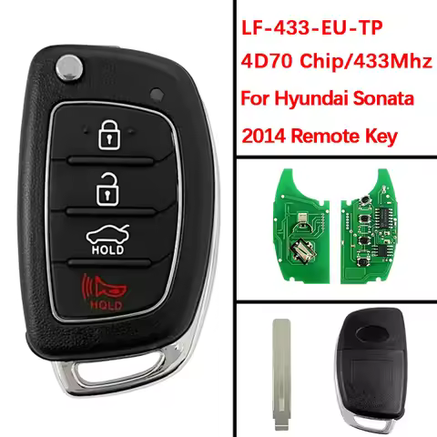 CN020052 Aftermarket 4 Buttons Flip Remote Key Fob 4D70 Chip 434Mhz FCC LF-433-EU-TP For Hyundai Son