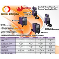 Weldone MAG-215, MAG-303, MAG-353F, MAG-503F (Single & 3 Phase MAG Tapping Welding Machine/ Mesin Ki