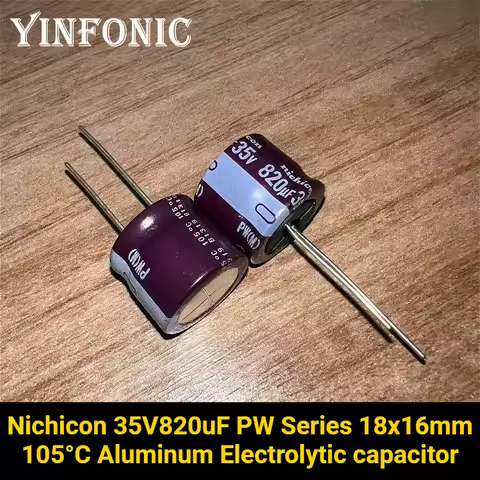 5Pcs/Lot Nichicon 35V820uF PW Series 18x16mm 105°C 820uF/35V Aluminum Electrolytic capacitor