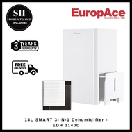 EUROPACE EDH 3140D : 14L SMART 3-in-1 DEHUMIDIFIER w HEPA13 + CARBON FILTER* - 3 YEARS WARRANTY