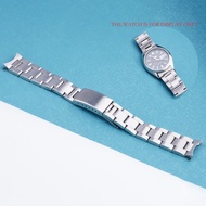 19mm Watch Band Strap Silver Hollow Curved End Oyster Style Bracelet For SEIKO 5(SNXS73 75 77 79 80 