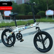 Adult 20 Inch Folding Bicycle Variable Speed Bike High Carbon Steel Frame Double Disc Brakes Integrated Wheel Thickened Tyre