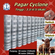 Pagar Kebun Pagar Lembu Cyclone 4/5/6 Kaki Jaring Pagar  Kambing  Rusa  Kebun Besi Galvanised Qualit