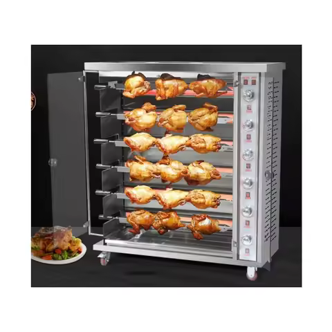 Automatic Rotating Chicken Rotary Grill Gas Rotisserie Oven Machine