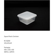 PP SQUARE PLASTIC CONTAINER 250,350,450,750ml50pcs/pack ) 1500,2000, SQ7(30pcs/pkt)