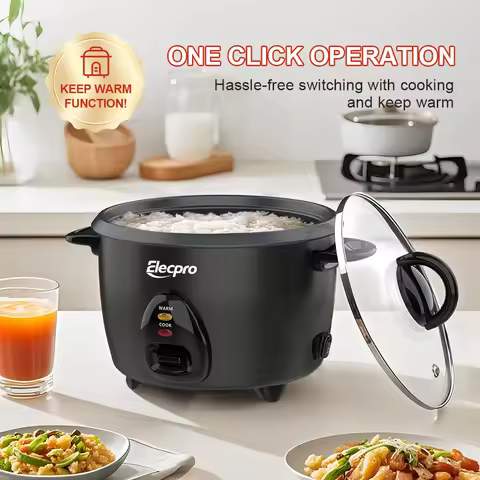 Elecpro Mini Rice Cooker 5 Cup Rice and Steamer, Portable Small Food Steamer, Removable Food Grade N
