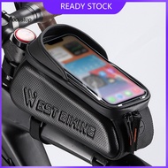 FOCUS Bicycle Bag Waterproof Touch Screen Bike Bag for Mtb Road Bikes Large Capacity Front Frame Bag with Zipper Phone Case Included Southeast Asian Buyers' Favorite