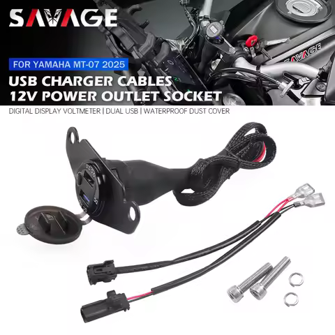 For YAMAHA MT-07 2025 Motorcycle QC3.0 USB Charger 12V Power Outlet Connector Cable Plug Quick Charg