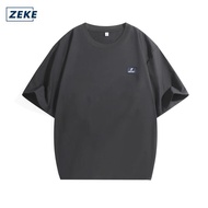 ZEKE A9101 T-shirt with 3D ZEKE Logo Patch Lelaki Lengan Pendek Baju Men‘s Oversized Tee Streetwear