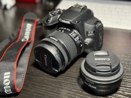 Canon EOS 200D II 相機連 18-55 STM鏡頭，EFS 24mm餅鏡，副廠50mm 1.8 II定焦鏡