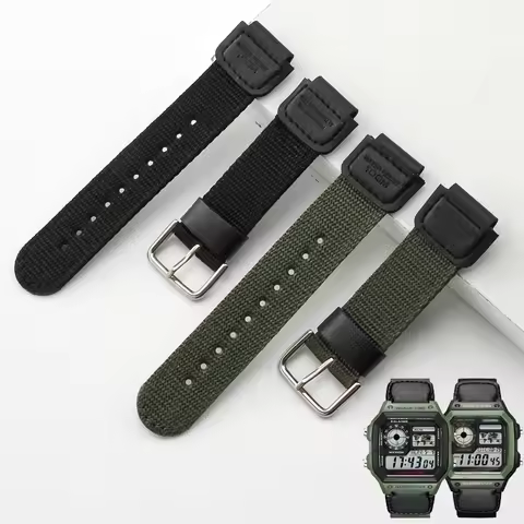 Nylon Canvas Watch Strap Band for Casio G Shock AE1200 1000 SGW300 400H MRW-200 W-S200H W-800H W-216
