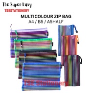 A4/ B5/Half A5 Rainbow / Multicolour Mesh Zipper bag / Zip Bag / Document Bag / Pencil Bag