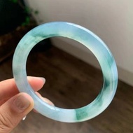 冰種翡翠天然翡翠玉鐲A玉手鐲 玉鈪 • 冰種藍飄花翡翠圓鐲