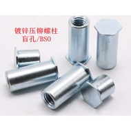 Press bsom 6 Pillars Blind Negative Outer Diameter Direct Pressing Hole Rivet Nuts 6-40 Galvanized R