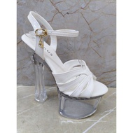 Elegant Pageant Glass Heels 7inches high heels nude ,white, black color available size 35-40