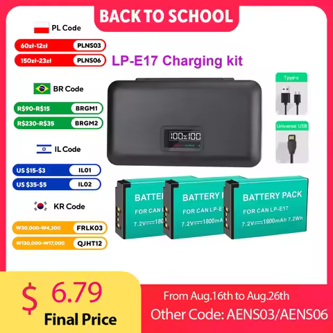 1800mAh LPE17 LP E17 LP-E17 Battery +LCD USB Charger For Canon EOS RP 200D M3 M6 750D 760D T6i T6s 8