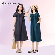 GIORDANO WOMEN Pleated crewneck short sleecve dress 13465344