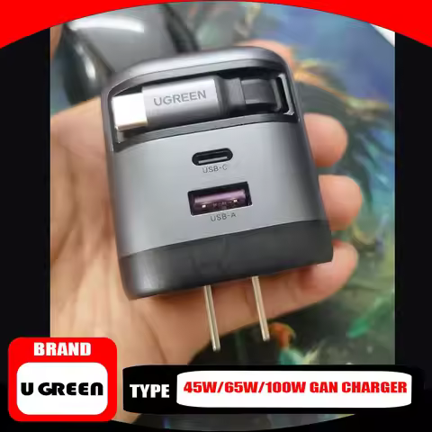 UGREEN 45W/65W/100W GaN‌ Charger Retractable Cable Multi-Port PD40W Type-C Fast Charger Charging Hea