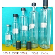 [READYSTOCK] BOTOL KACA ROUND 250ML/500ML/750ML/1000ML FREE SHRINK SEAL