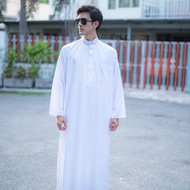 ชุดโต๊ปผู้ชายมุสลิมสีขาวล้วน แบรนด์นำเข้า ดัฟฟะห์(Daffah) AB63 รุสมีนีมุสลิม