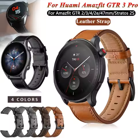 22mm Bracelet Leather Pемешок GTR4 Bands For Huami Amazfit GTR 3 Pro GTR 4 Watch Straps GTR3/GTR2/2e