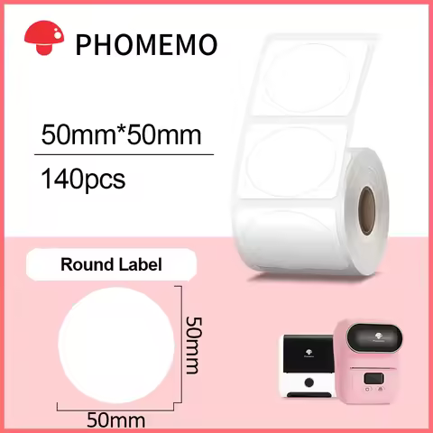 Phomemo White Round Self-adhesive Thermal Label Sticker Waterproof Identification Tag for M110/M200/