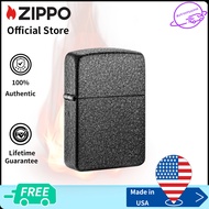 Zippo Black Crackle 1941 Repli-ca Windproof Lighter ｜Zippo 28582เสียงแตกสีดํา（ไฟแช็กไม่มีเชื้อเพลิงภ