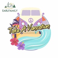 EARLFAMILY 13cm x 12.9cm for Take A Vancation Funny Decal Waterproof Stickers Campervan Motorcycle Fashion Decor VAN Sunscreen Car Accessories