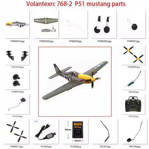Volantexrc 768-2 P51D Mustang 500mm RC Airplane parts: Propeller Servo horns Gear box Motor Receiver